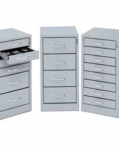 Floor mount slide arm drawer units